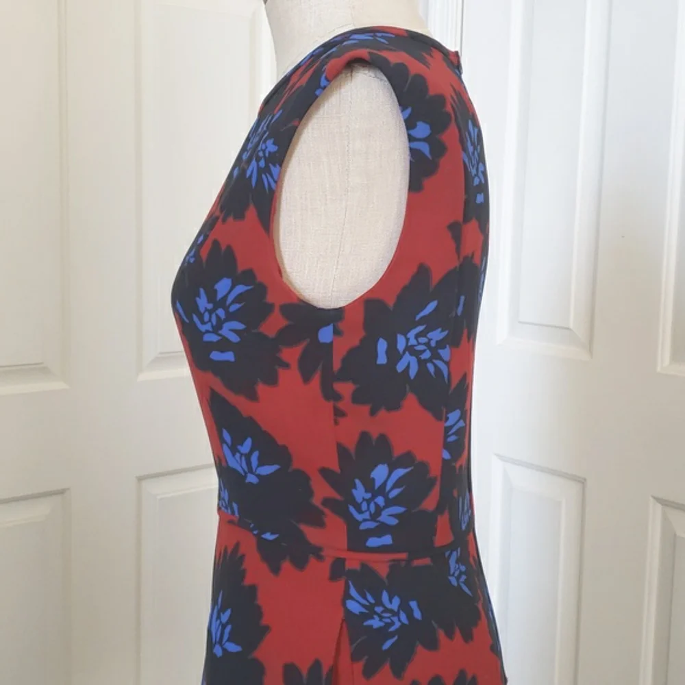 J.Crew Firework Floral Sleeveless Dress Size 4 Red Black Blue Modern Cocktail